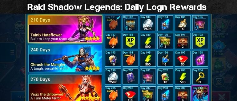 Daily login rewards in Raid Shadow Legends