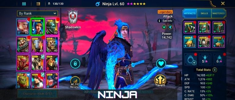 raid shadow legends masteries ninja