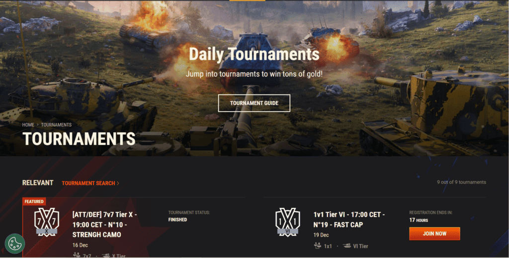 Tournaments Gold in WoT