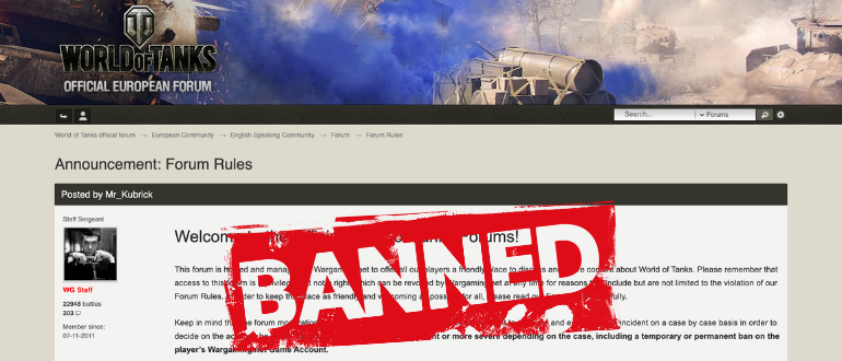 WoT Forum Banned