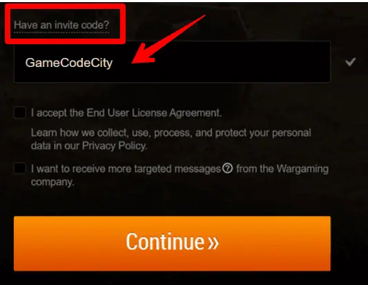 invite code World of Tanks