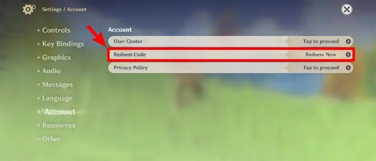 genshin redeem code on phone
